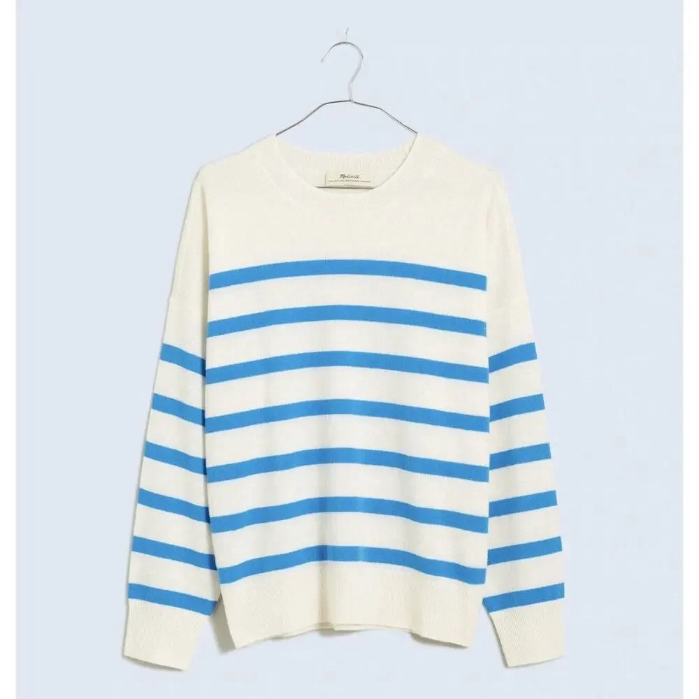 NWT Madewell Womens (Re)sponsible Cashmere Sweater Medium Oversized Striped - Picture 1 of 14